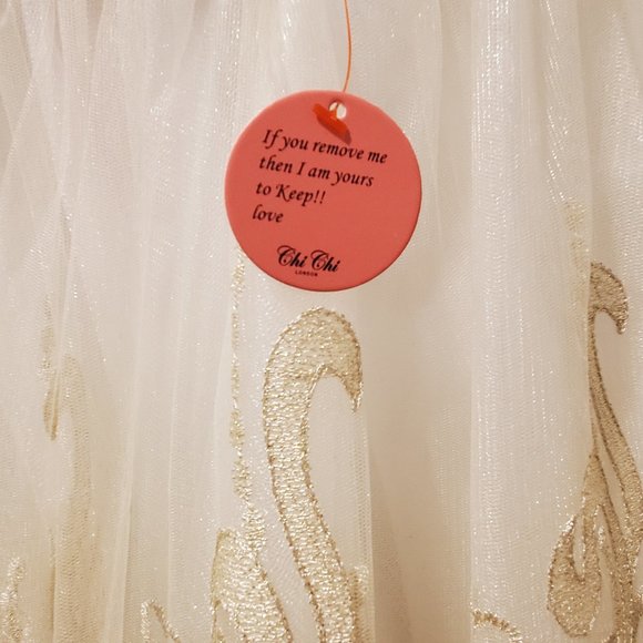 Chi Chi London Metallic Lace Midi Dress with Bardot Neck - Picture 8 of 8